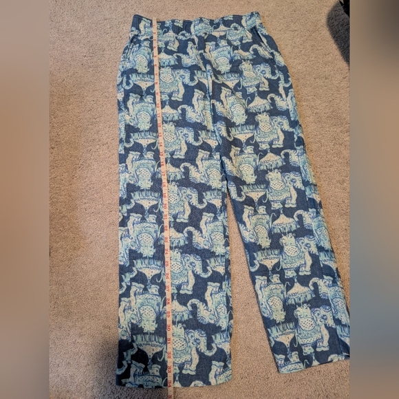 Lilly Pulitzer XS Florita Linen Pant Deep Indigo Elephants Blue White Pull On - Picture 14 of 15